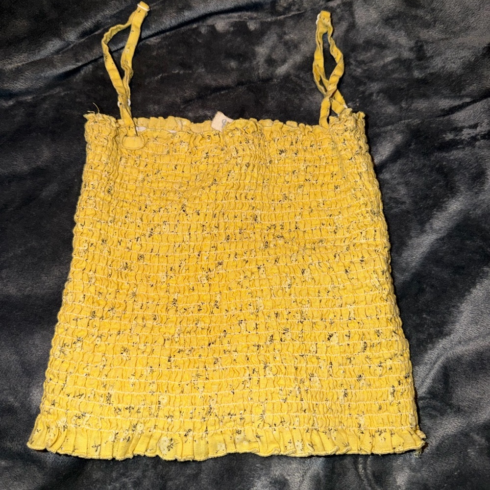 Brandy Melville Yellow Smocked Tank Top
